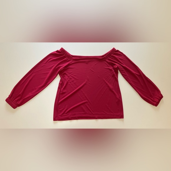 WHBM - Long Sleeve Off The Shoulder Top In Pink - Picture 3 of 11